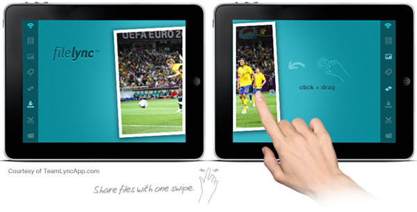 A Player using Team Lync's App for sharing files